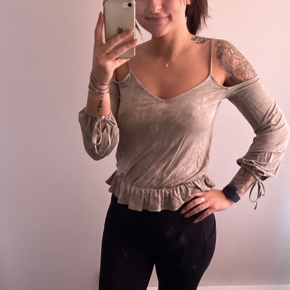 Olive green acid wash top